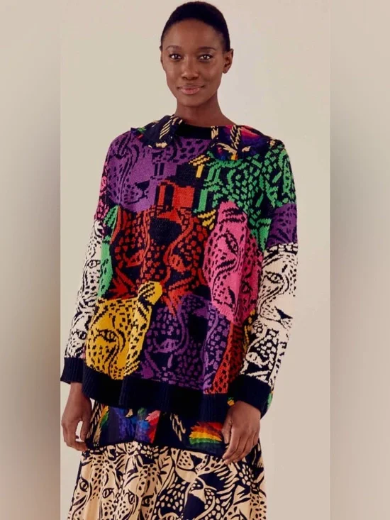 FARM Rio Multicolor Animal-Print Crewneck Sweater - Picture 2 of 6